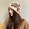 Rose Jacquard Knitted Stacking Hat Children Autumn and Winter Drawstring Versatile Face Small Baotou Hat Warm Ear Protector Cold Hat