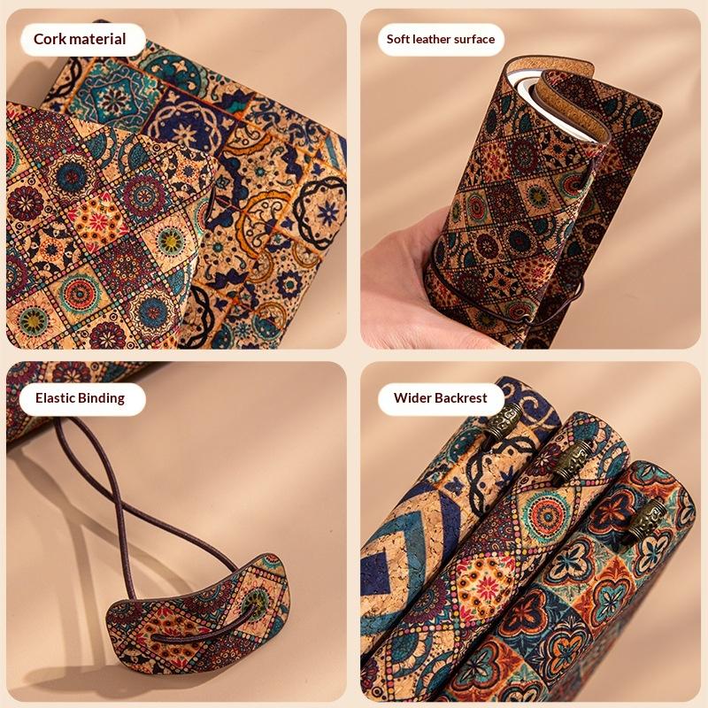 Eco-friendly Bohemian Style A5 PU Leather Cork Travel Diary Loose-leaf Portable Gift Notebook