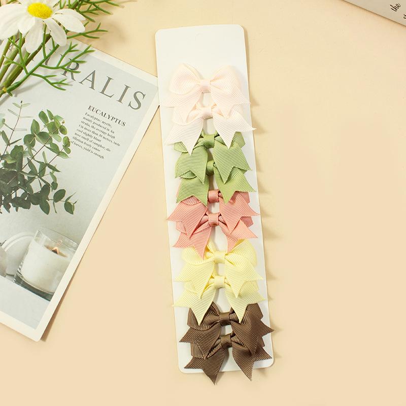 10Pcs/Set New Cute Solid Ribbon Bowknot Hair Clips for Baby Girls Handmade Bows Hairpin Barrettes Headwear Baby Hair Accessories