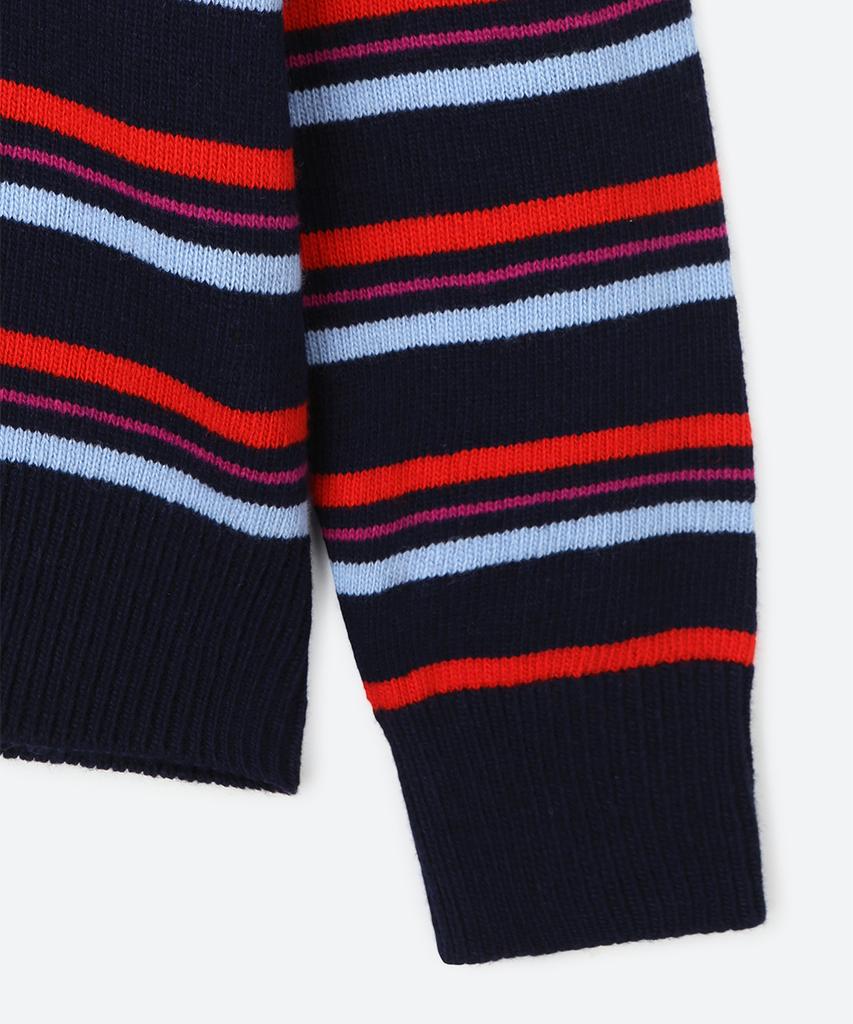 MOONSUN Mj S2 02 M.C Unisex, Stripe Wool Collar Knit / Lolli-Pop