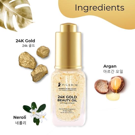 Pilgrim 24K Gold Beauty Oil для сияющей кожи, глубокое питание, антивозрастное средство, основа под макияж | влажный финиш | Эликсир красоты | Для мужчин и женщин | 20 мл