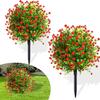 Artificial Topiary Ball Trees UV Resistant Faux Plants with Flowers Faux Greenery Shrubs with Ground Spike for Indoor Yard Porch Decoration