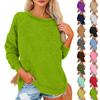 Women's Fashionable Solid Color Round Neck Long Sleeved Plush Warm Pullover Top