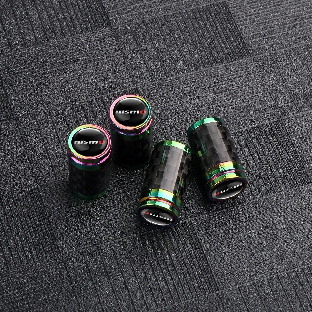 CHUQAZ1 4pcs Car Style Wheel Tire Carbon Fiber Metal Valve Cover Tire Dust Cover For Nissan Nismo X-Trail Qashqai Micra Patrol Maxima