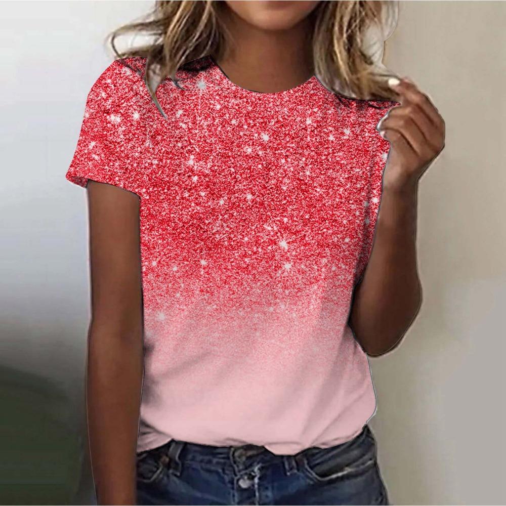 Новая женская уличная модная футболка Dreamy Star 3D Printed Short Sleeve Универсальный повседневный свободный топ с круглым вырезом Женская одежда