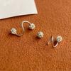 1 Pair Luxury Spiral Rod Ball Earrings, Stainless Steel, Versatile Daily Wear & Gift Jewelry, with Rhinestone Inlay for All-Season Fashion Accessory