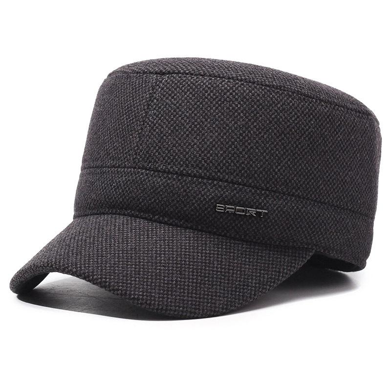 Кепка для людей среднего и пожилого возраста, мужская шерстяная плоская кепка, осенне-зимняя теплая кепка для отца, толстая защитная кепка для ушей