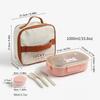 Portable 3 Grids Cartoon Kids Lunch Box Microwave Plastic Divided Bento Box Large Capacity Food Container For Students School