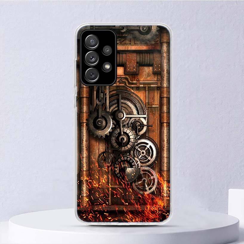 Steampunk Gear Mechanical Soft Case For Samsung Galaxy A15 A14 A13 A12 A55 A54 A53 A52 Phone Cover A35 A32 A33 A25 A23 A22 A05S