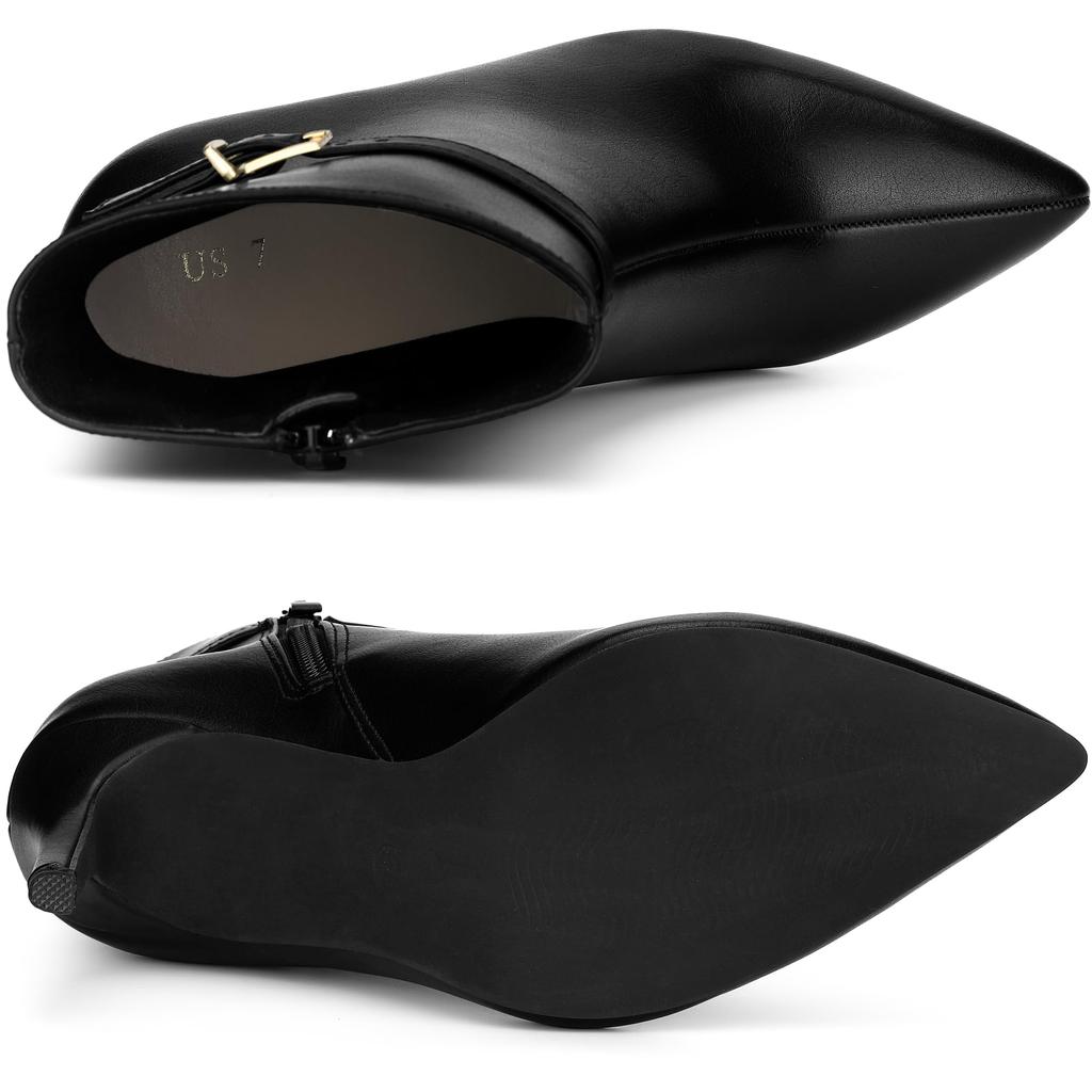 Женские ботильоны Allegra K с острым носком, ремешком с пряжкой, на шпильке, черные, размер 24,5 см