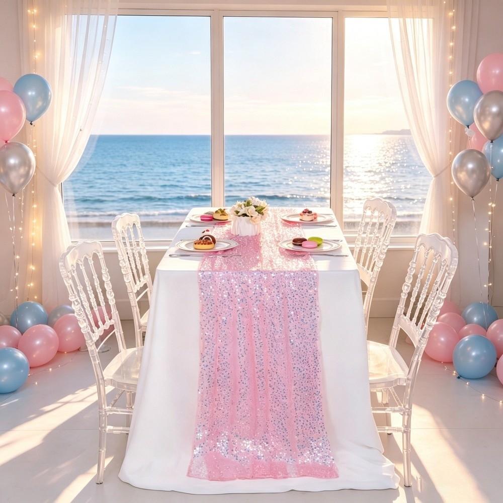 Sparkling Surface Sequin Table Runner Sequin Fabric Mermaid Table Runner Christmas Party