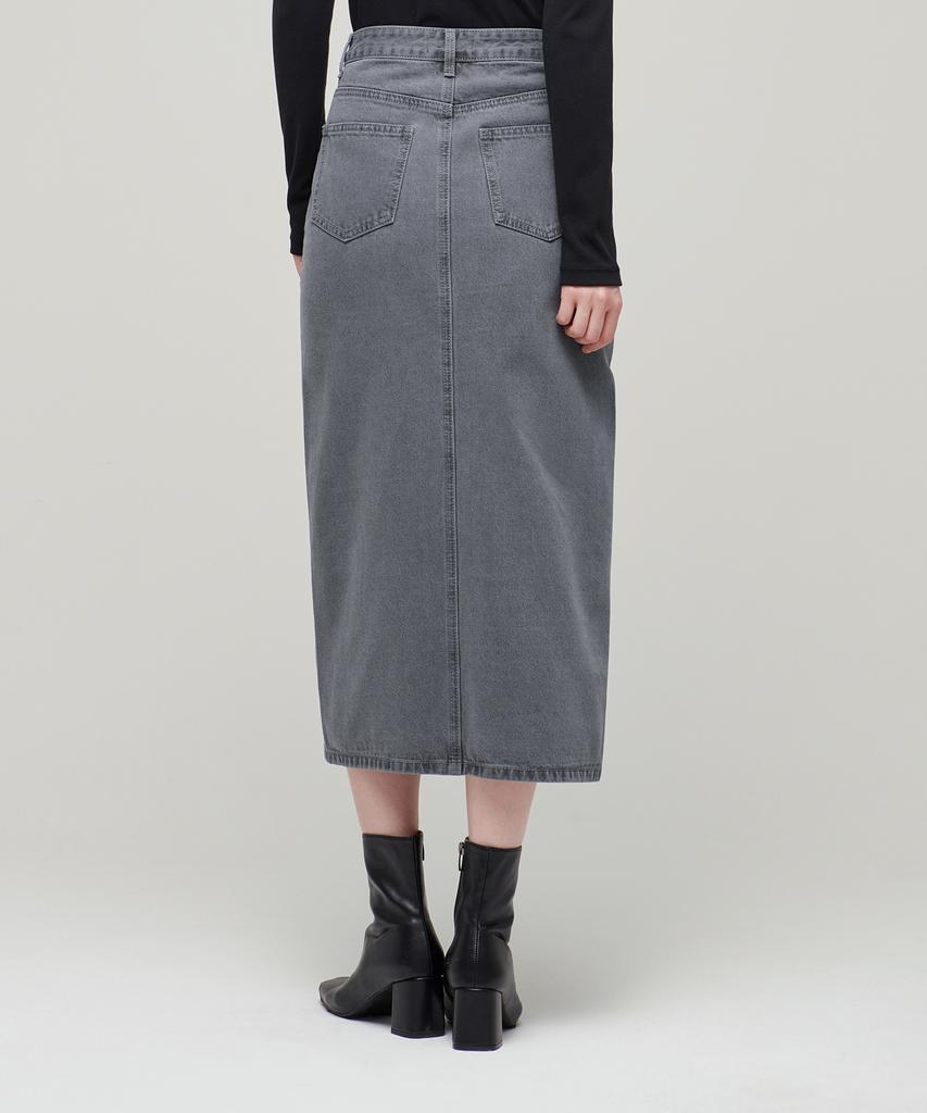 Musinsa Standard Woman Women'S Front Slit Denim Long Skirt [Gray]