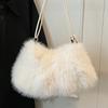 Furry Bag Women's 2025 Autumn New Fashion Simple Furry Shoulder Bag Texture Women's Portable Tote Bag