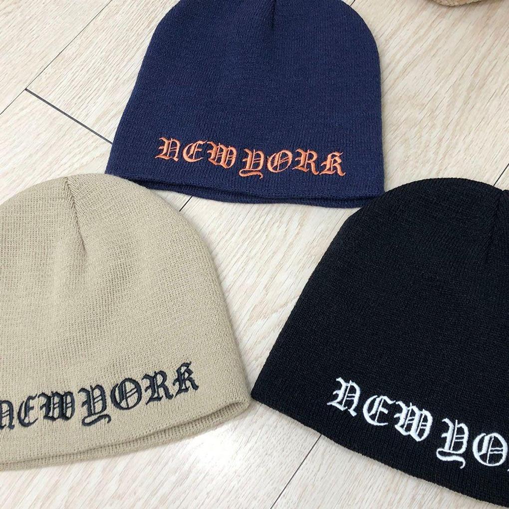 Женская зимняя повседневная шапка-бини с вышивкой «Хромированные буквы Нью-Йорк»