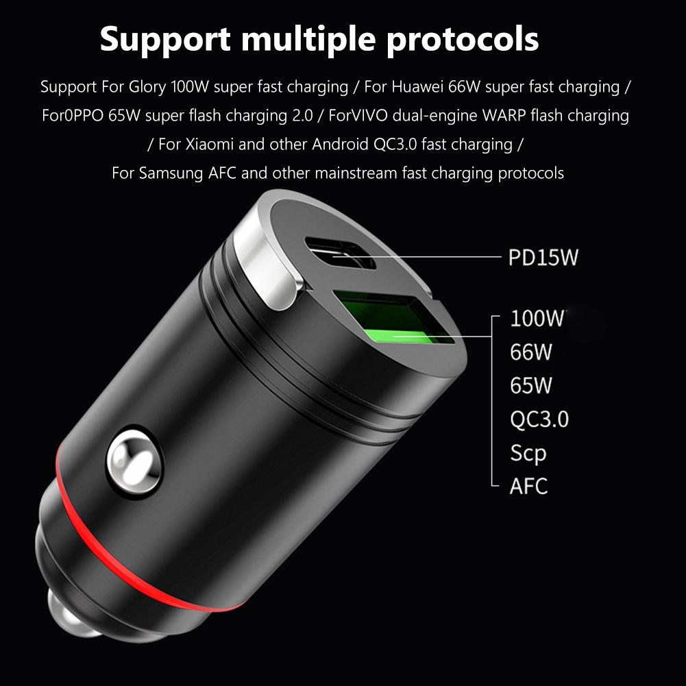 Мини-30 Вт/66 Вт автомобильное быстрое зарядное устройство Qc3.0 Pd Usb Type-c автоматическое быстрое зарядное устройство 2 порта термостойкость для семейного офиса в путешествиях