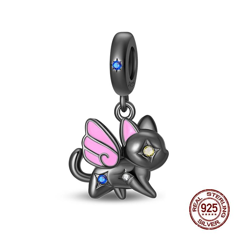 Charms Copper Moon Luminous Magical Cat Charms Beads Fit Original Bracelets Fashion Diy Jewelry Birthday Gifts