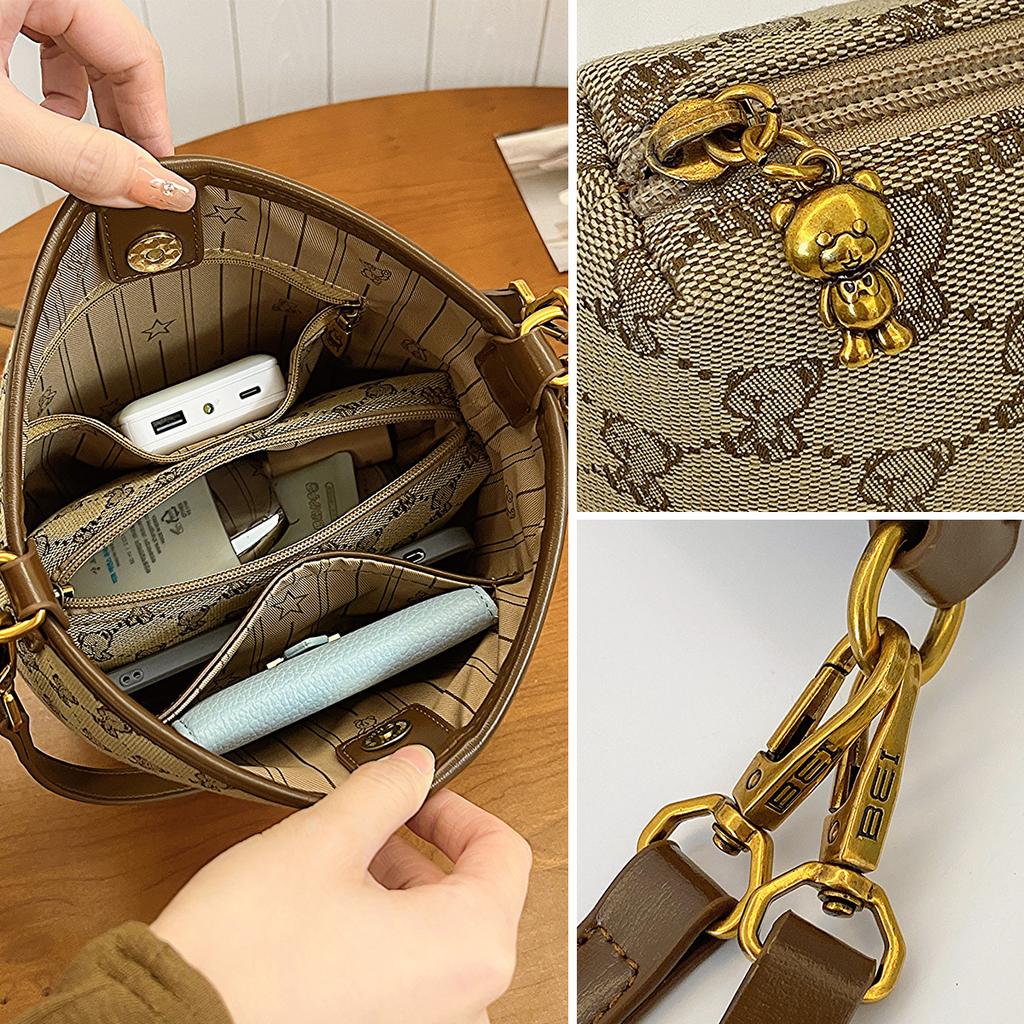 Сумка для матери и сына с вышитым медведем, маленькая сумка для отдыха на плече, простая женская сумка через плечо, новая мода