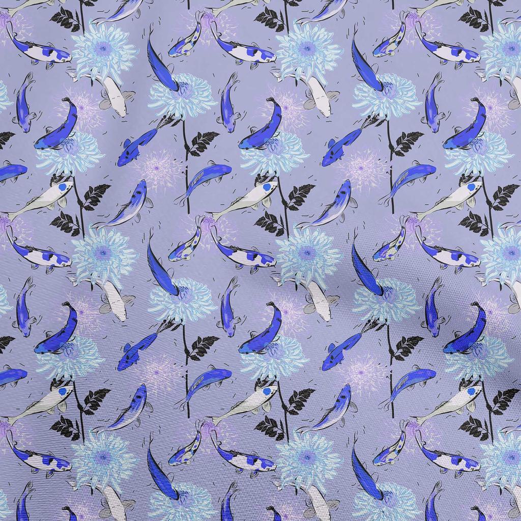 oneOone Хлопковая гибкая пыльно-фиолетовая ткань, азиатская японская рыба кои с цветочным шитьем, ткань от The Yard, принадлежности для шитья одежды своими руками, 40 дюймов