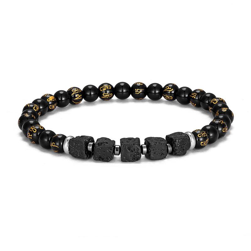 Винтажный мужской квадратный браслет из лавового камня, женские натуральные бусины, аксессуары для пар, браслеты ручной работы, мужские украшения для йоги, пульсера