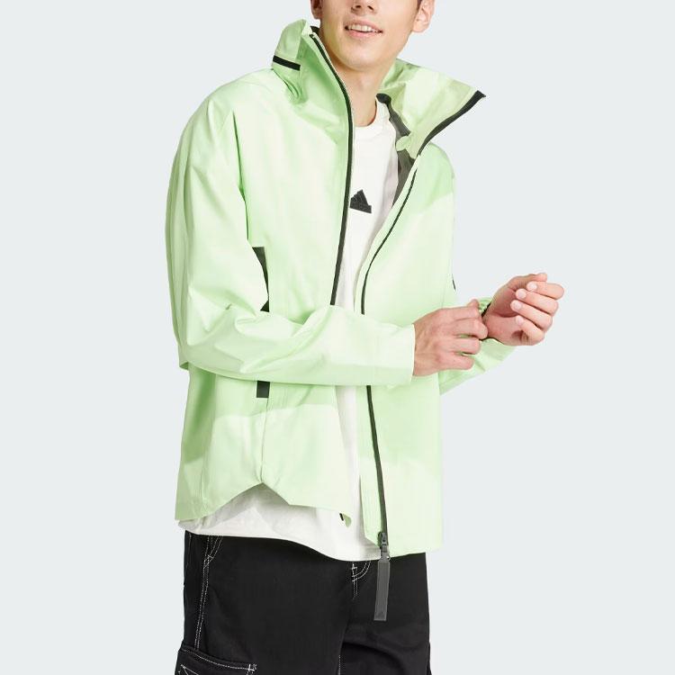 Adidas Myshelter Rain.Rdy Parka With Concealed Hood and Long Sleeves Men Outerwear Green IS1878
