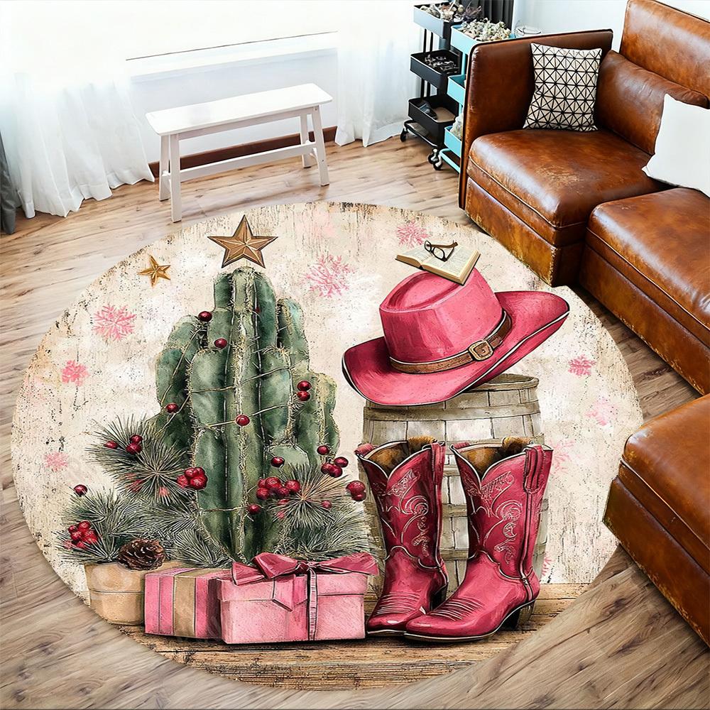 1PC cowgirl western Office Round Area Rug, Under Office Chairs Bedroom Living Room Home Decor,Carpet for Office, -1110213