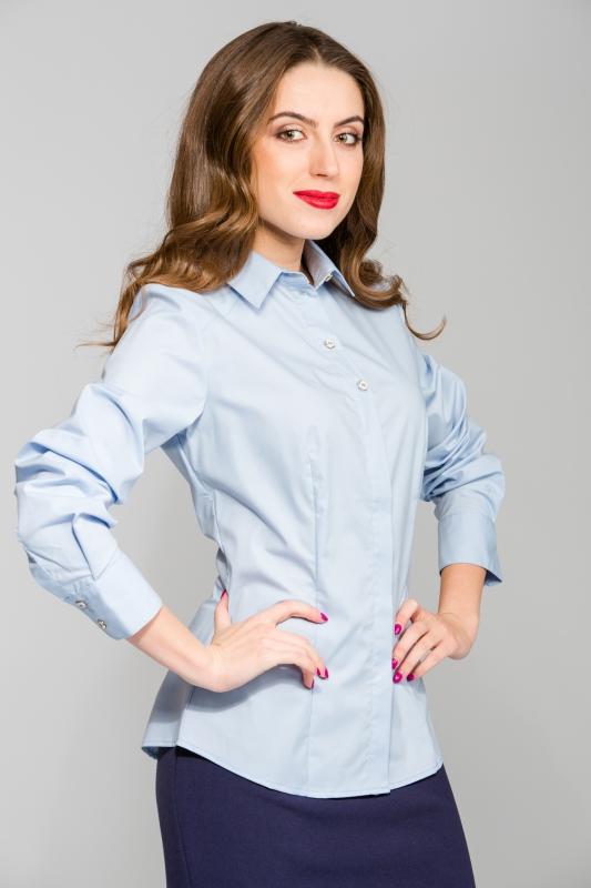 Классическая приталенная рубашка из хлопка с длинным рукавом 