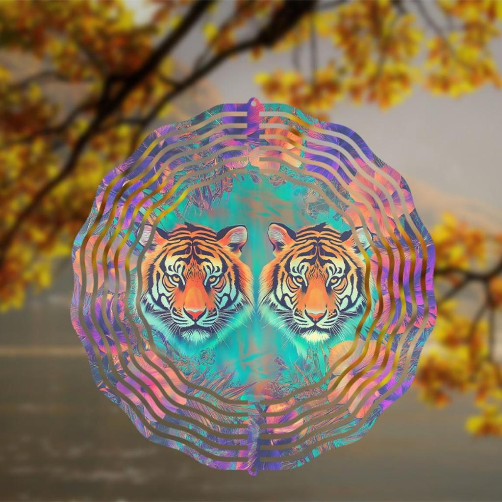 Outdoor Wind Chime 2D Flat Open Chrysanthemum Pattern Hanging Decor for Spring Summer Balcony Courtyard Artistic Dynamic Design