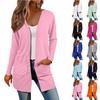 Women's Long Sleeve Cardigan Casual Jacket With Pockets Top