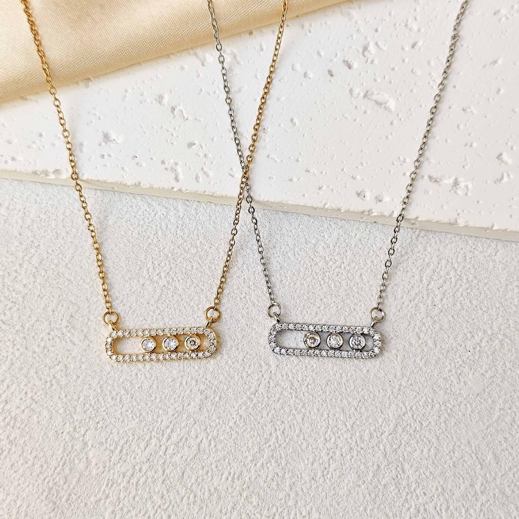 Simple Zircon Pin Pendant Necklace Women's Simple Light Luxury High-end Jewelry Accessories