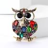 Vintage Rhinestone Owl Brooches for Women Unisex Glass Animal Bird Pins Event Party Backpack Decoration Clothes Accessories