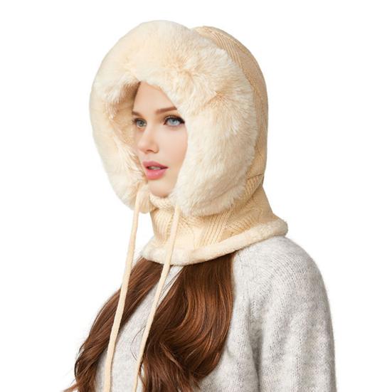 Зимний головной убор с шарфом-защитой лица, однотонная шапка 3-в-1, регулируемая по цвету, со шнурком, ветрозащитная шапка