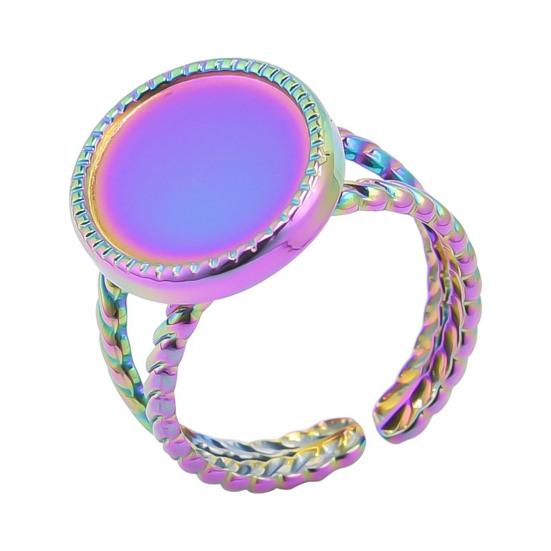 Основа для кольца из нержавеющей стали, регулируемая заготовка для кольца, основа для кольца под кабошон, плоская оправа