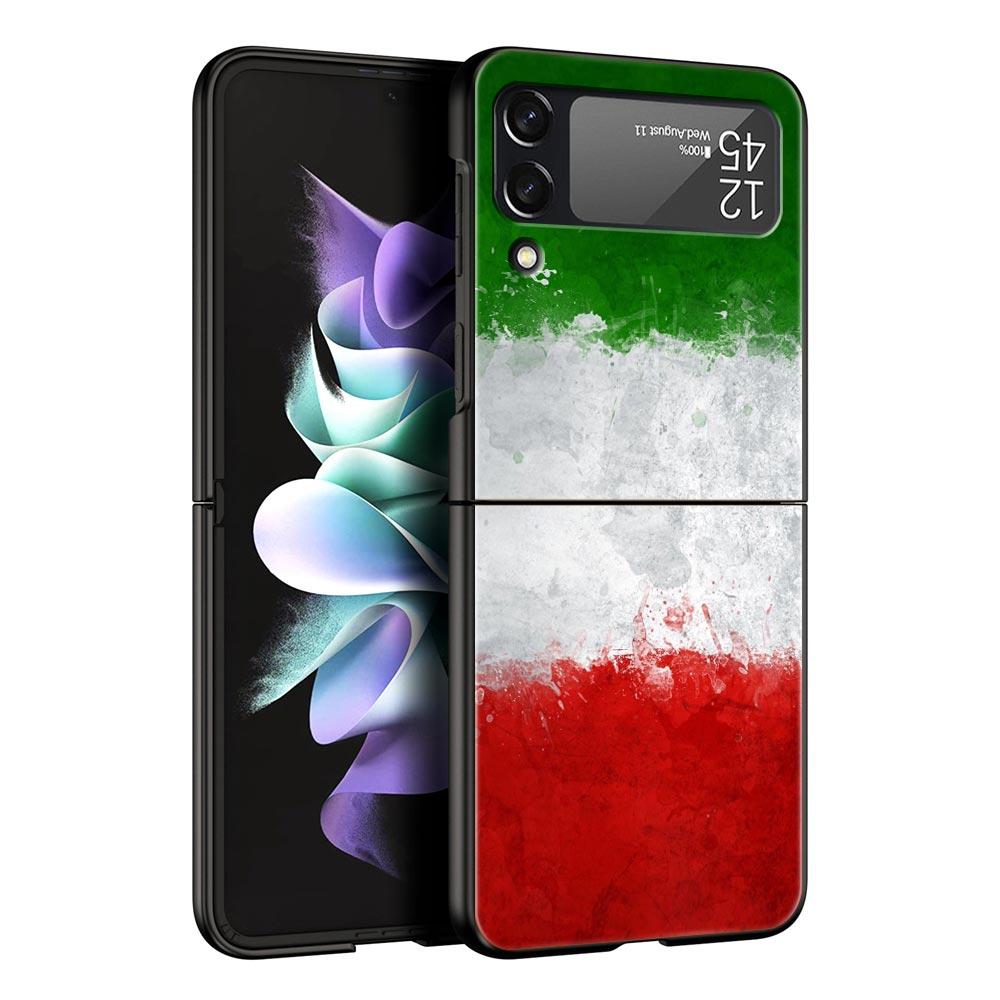 Чехол для телефона Samsung Galaxy Z Flip 3 4 5 6 7 Складной Черный Корпус Для Samsung Z Flip4 Flip5 ПК Жесткая Крышка Итальянский флаг
