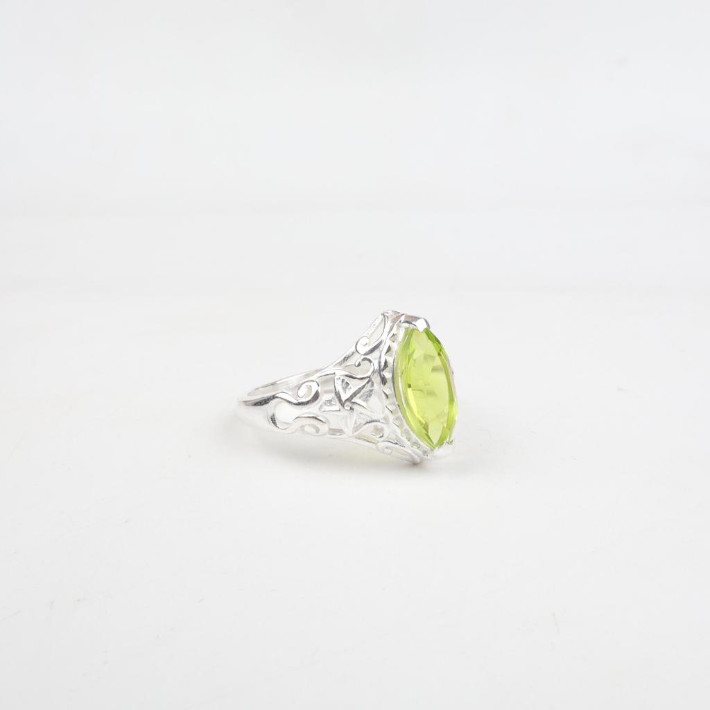 Peridot Gemstone 925 Sterling Silver Jewelry Designer Ring For Anniversary Gift CZR-4-3