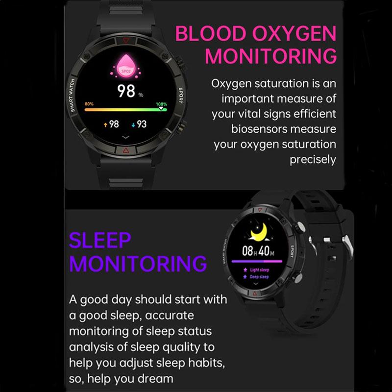 LUCKYSTART Smart Watch Men 2024 Новые спортивные часы с дисплеем 1,6 дюйма AMOLED, 4G ROM, голосовые вызовы, локальная музыка, водонепроницаемые мужские умные часы