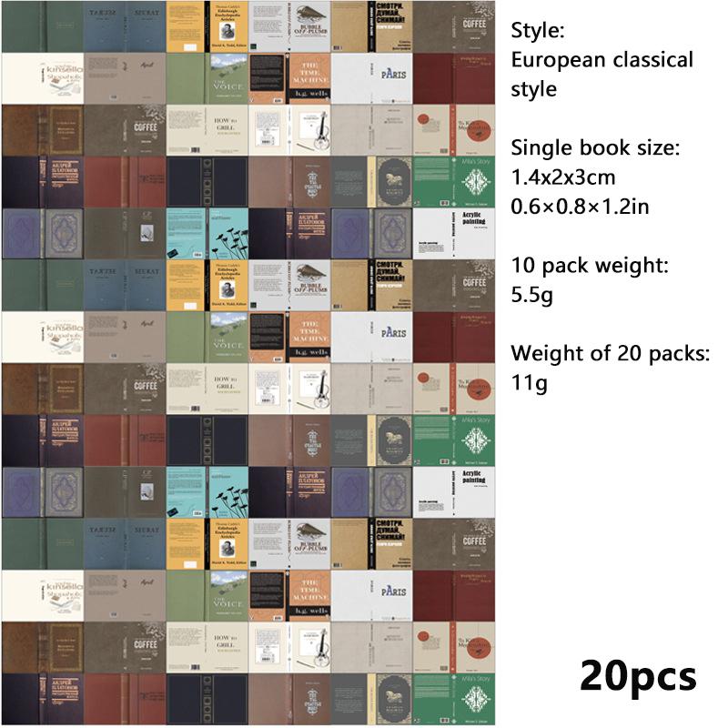20 шт. 1:12 Миниатюрная книга для кукольного домика, комиксы, маленькие книги, мини-модель, детские игрушки для ролевых игр, аксессуары для кукольного дома