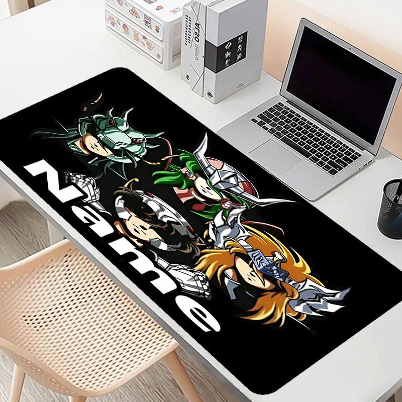 Custom Name Personalized Saint Seiya Pattern Mousepad, Laptop PC Desk Mat, Decorative Desk Mat for Home Keyboard Pad Gift