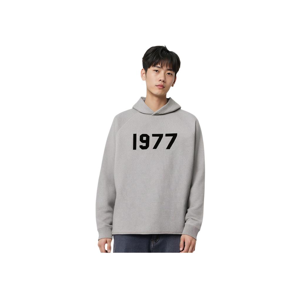 Fear of God Essentials 1977 Серия SS22 Вязаный Худи С Цифровой Печатью Логотипа Мужские Топы Темный Овес FOG-SS22-293