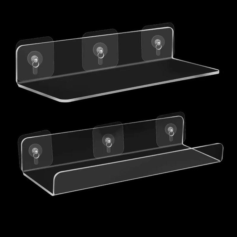 Акриловая полка для хранения Настенная панель Не нужно сверлить отверстия, Ванная комната, Ванная комната, Кухонная полка для хранения, Органическое стекло Сильный стикер