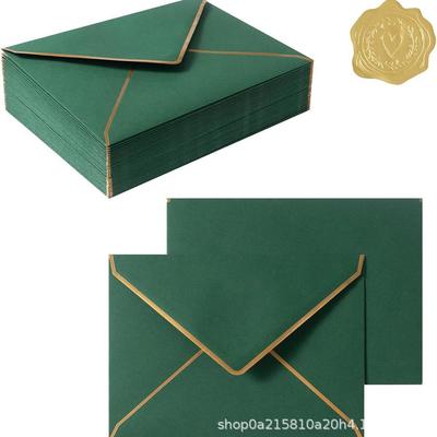 Однотонный конверт с золотым краем, отглаженный, размер 5 * 7 дюймов, цветной конверт, поздравительная открытка, пригласительная открытка, открытка с благодарностью