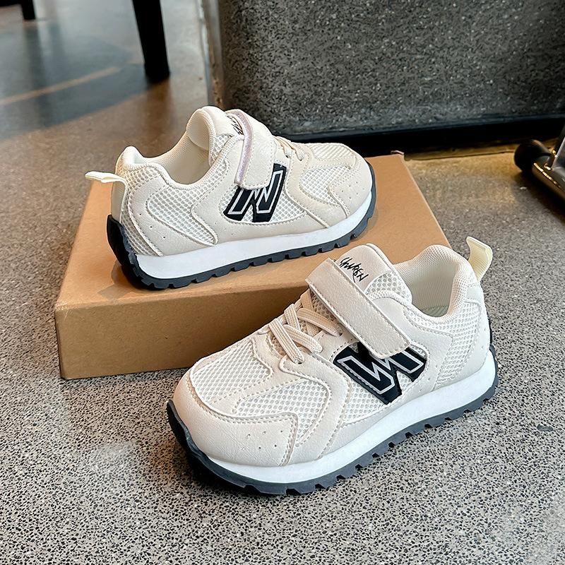 Spring and summer new children's breathable mesh shoes, boys' and girls' Velcro soft-soled sneakers, student running shoes, fashionable