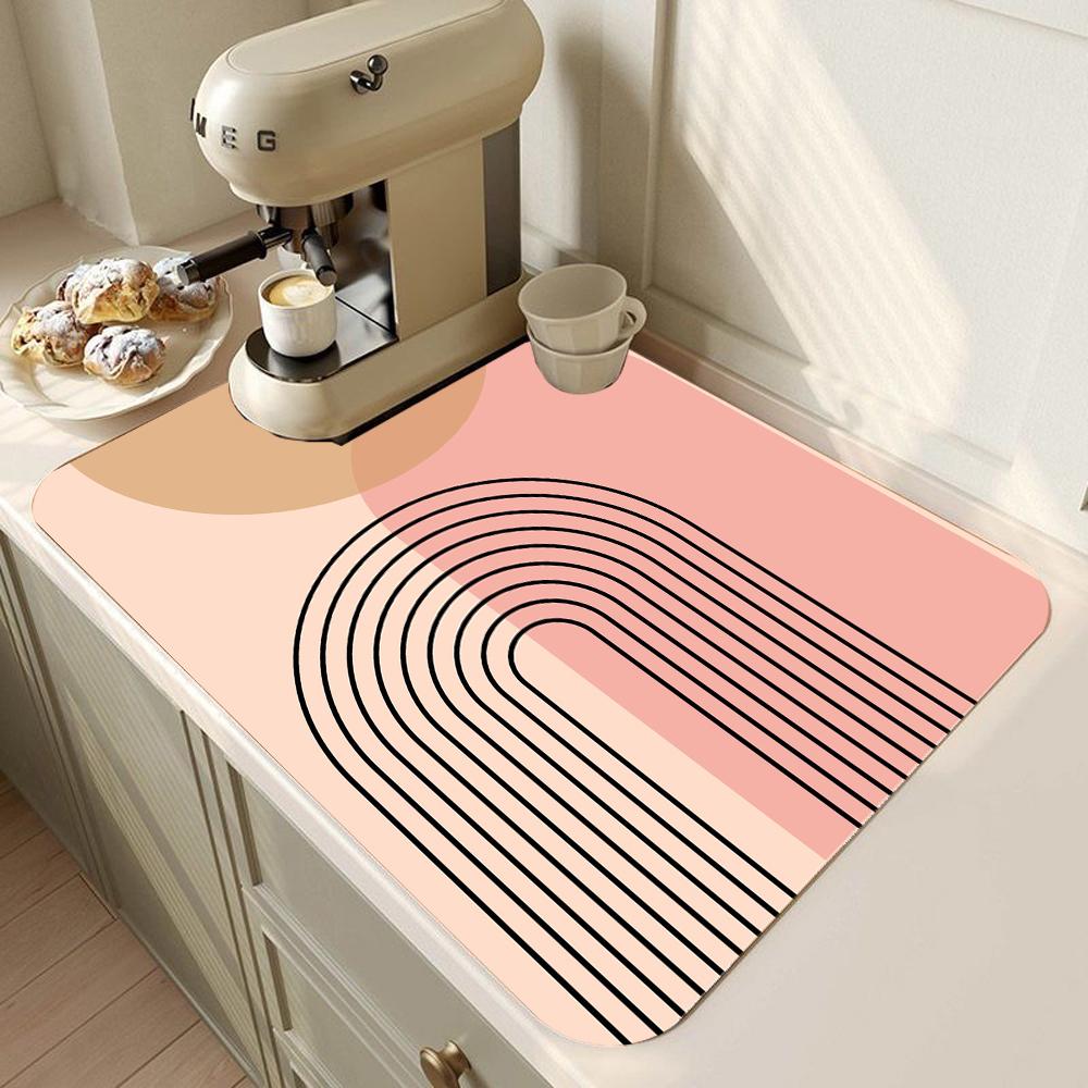 Коврик для сушки кухонной посуды Печатный коврик для сушки кофемашины Коврик для сушки столешницы Впитывающий коврик для сушки посуды Подставка для столовых приборов Декор стола