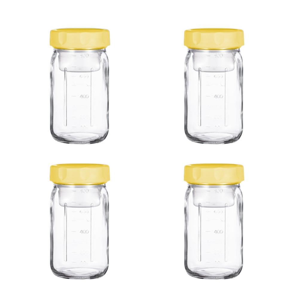 4 Pack 32 Oz Glass Salad Jars Built-in Sauce Cup with Scale Marking Mason Jars Wet and Dry Separation Leak-proof Oatmeal Cup
