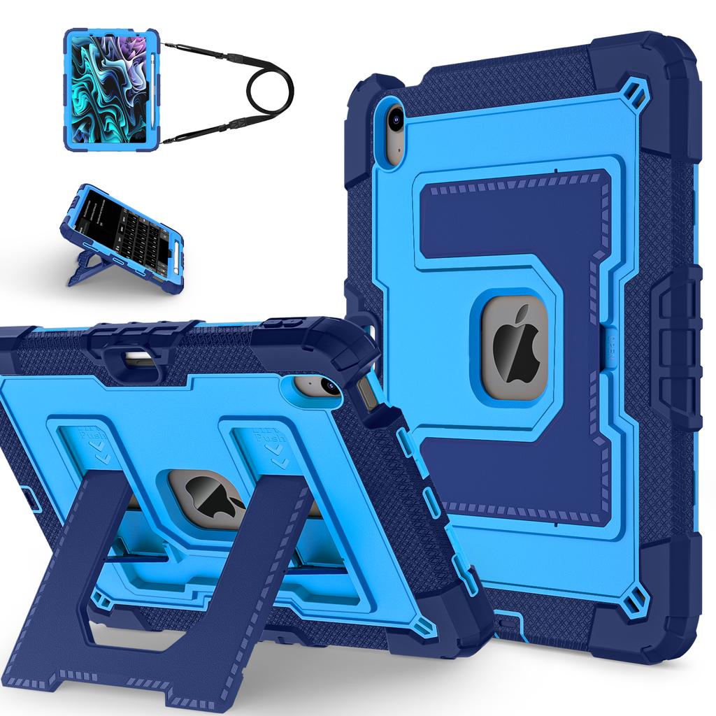 Larger Stand Case Universal for IPad Air 11 2025 M3 2024 M2 Air 4 5 10.9" 3-Layers Protection Hybrid Cover with Shoulder Strap
