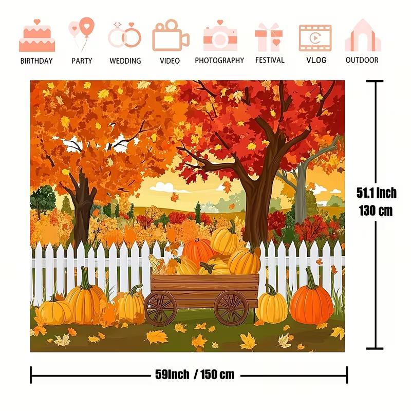2D Fall Harvest Maple Leaves Background for Birthday & Festival