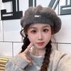 Корейский берет из кроличьего меха Женский осенне-зимний Ретро шляпа художника в японском стиле Корейская версия Универсальный, подчеркивающий лицо, Маленький теплый берет