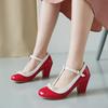 Fashion Sweet High Heels Pumps Mary Janes Lolitas Shoes for Women Patchwork Patent Women's Heeled Party Office Wedding Shoes Large Size