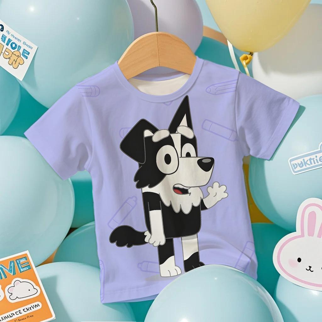 Горячая 3D футболка с коротким рукавом Bluey для детей, летняя, прохладная, быстросохнущая, с мультяшным аниме-принтом, дышащая футболка для мальчиков и девочек 2026