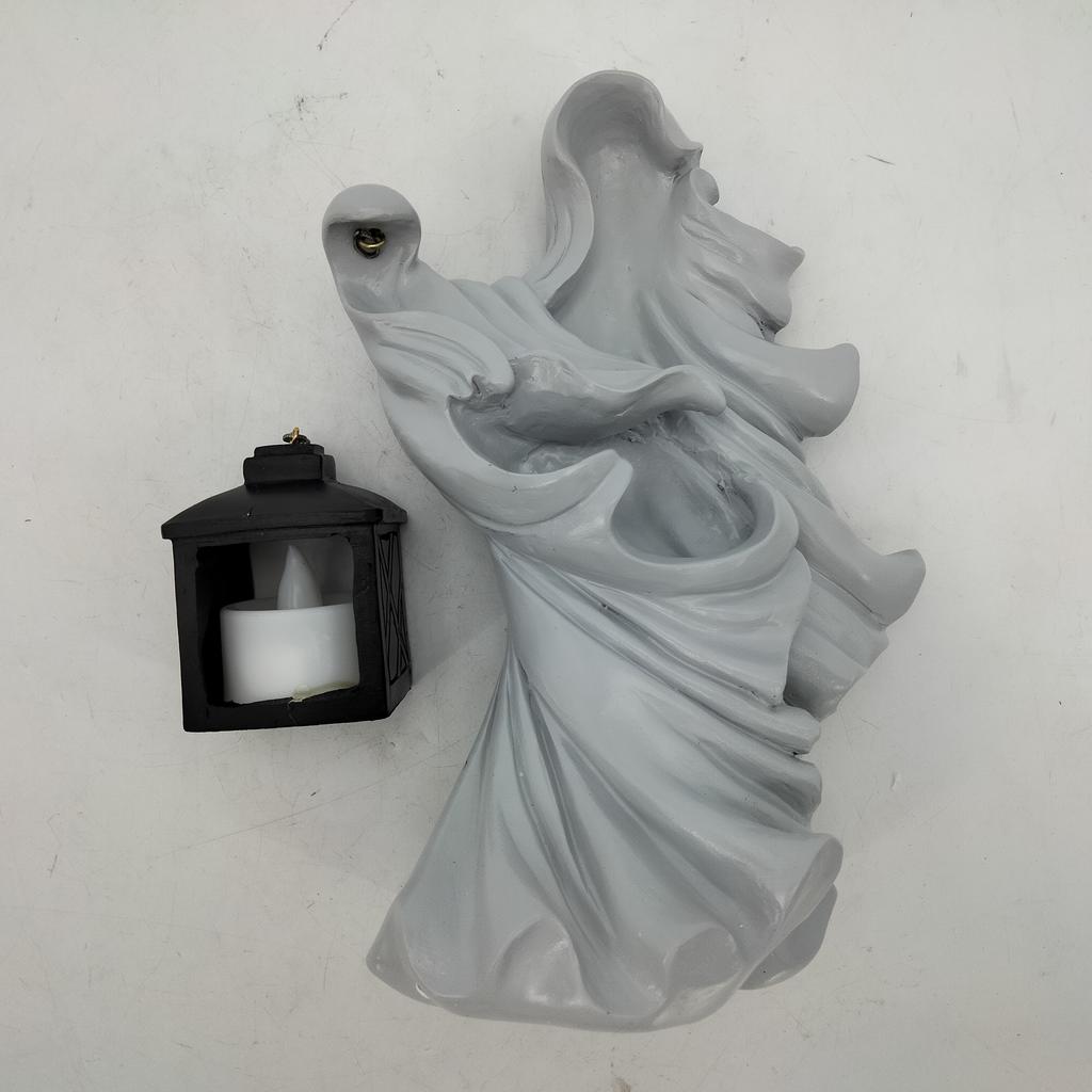 Смола, высота 7,87 дюйма, фигурка призрака с фонарем, для украшения сада и двора