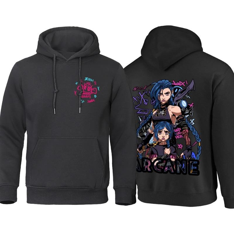 Arcane Hoodie Men Anime Jinx Hoodies Autumn Высококачественная флисовая толстовка Street Hoody Гибкая мужская одежда Oversize Толстовки и свитшоты мужские